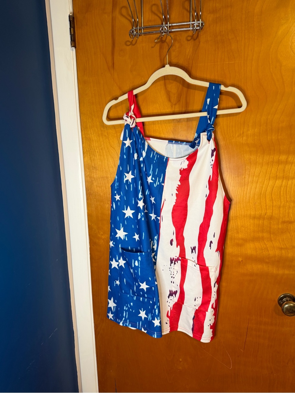 Women’s Patriotic Jumper with pockets - Red, White & Blue